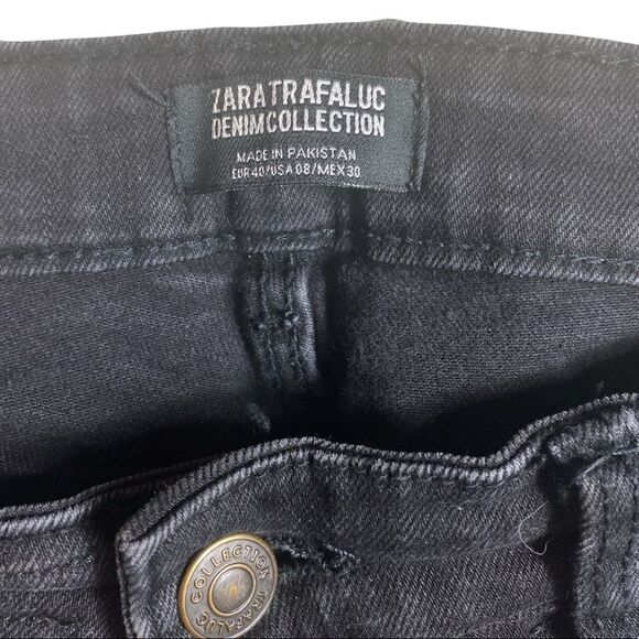 Zara Trafaluc Denim Collection SZ 8 raw hem, cropped jeans in black - Picture 4 of 4